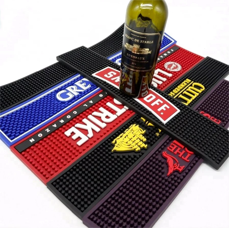 New Arrival Custom logo Bar Decor Ideal for Bartending KTV Spill-Proof Durable Non-Slip Rubber Bar Mat for Home Bar