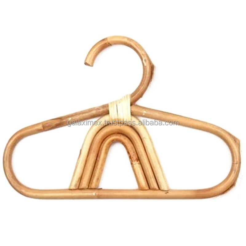 High Quality Hanger Rattan Wall Hooks Kids Garments Organizer Rack Clothes Rattan Hanger for Kids Home Decor Hanger