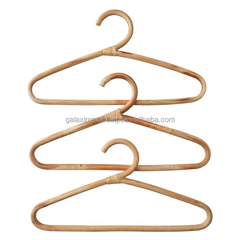 High Quality Hanger Rattan Wall Hooks Kids Garments Organizer Rack Clothes Rattan Hanger for Kids Home Decor Hanger