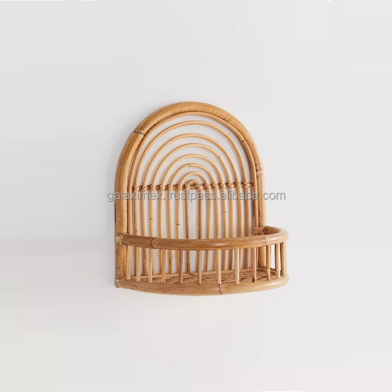 Eco-friendly Rattan Materials Cheap price rattan shelf with hook wall hanging home decoration handmade by Vietnam factory