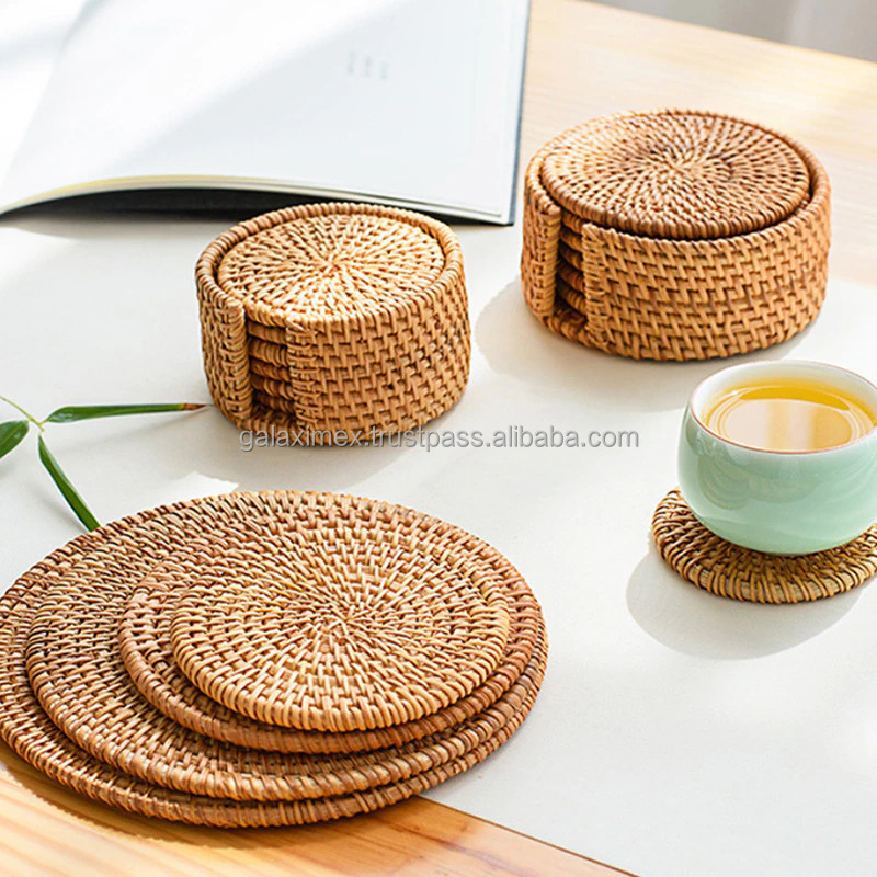 Roller Coasters High Quality Rattan Hand Woven Placemats New Wicker Coaster Plate also Coaster for drink