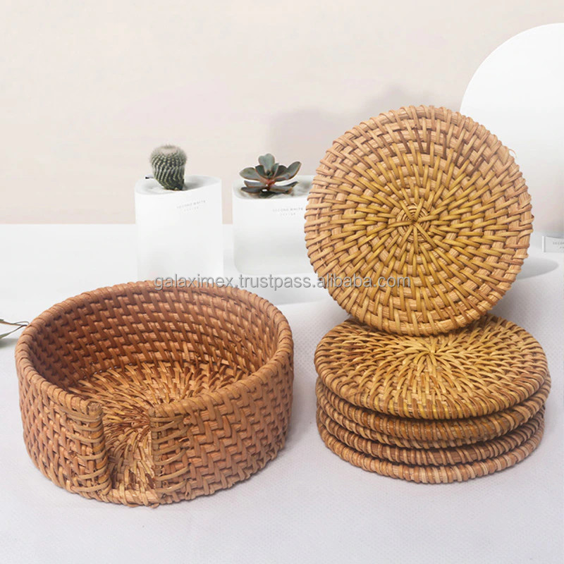 Roller Coasters High Quality Rattan Hand Woven Placemats New Wicker Coaster Plate also Coaster for drink