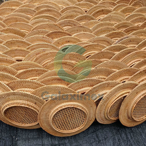 Ready to Ship Rattan Charger Plate Round Wedding Plates Mat Woven Yellow Dinner Chargers Bamboo Design Woven Charger Plates