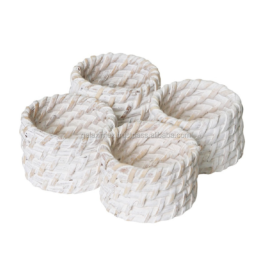 White Wash Square Rattan Tissue Box / Cover Handwoven Rattan Napkin Holder for Home