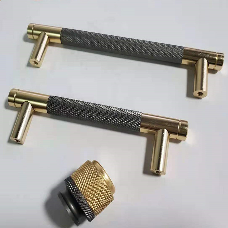 Knurled Furniture Handle Kitchen Cabinet Pulls Brushed Brass Good Quality furniture handle Anti crossion handle