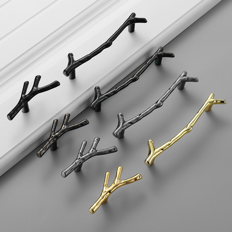 Luxury Tree Branch Furniture Handle 96mm 128mm Black Silver Bronze Kitchen Cabinet Handles Drawer Knobs Door Pulls Hardware