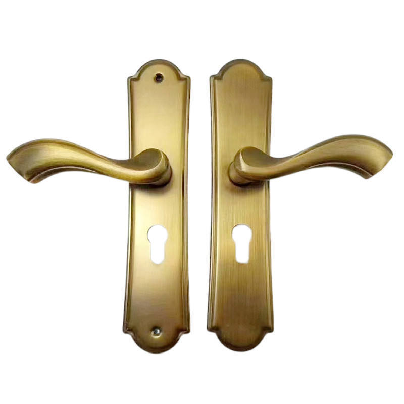 Shining Golden Luxury Zinc Alloy Handle Lockset Lever Door Lock Mechanical Lock Home Apartments Entry Handleset Lock