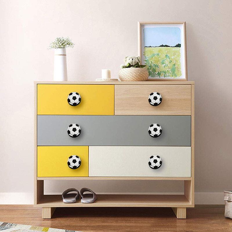 Children's Cabinet Knobs Cupboard Closet Dresser Drawer Pulls Handle Football Design Pull Knobs