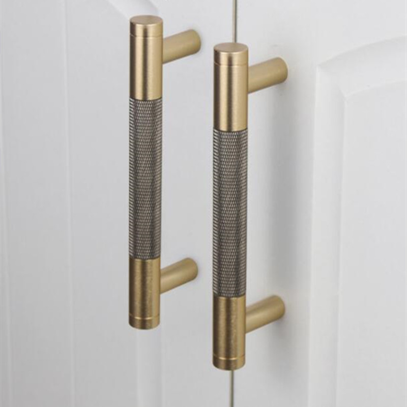 Knurled Furniture Handle Kitchen Cabinet Pulls Brushed Brass Good Quality furniture handle Anti crossion handle