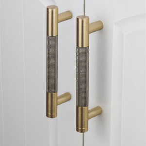 Knurled Furniture Handle Kitchen Cabinet Pulls Brushed Brass Good Quality furniture handle Anti crossion handle