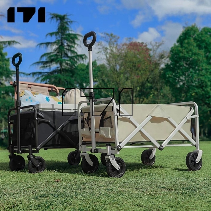 Trolley Adjustable Heavy Duty Collapsible Folding Utility Wagon Outdoor Camping Cart Beach Picnic Camping Wagon