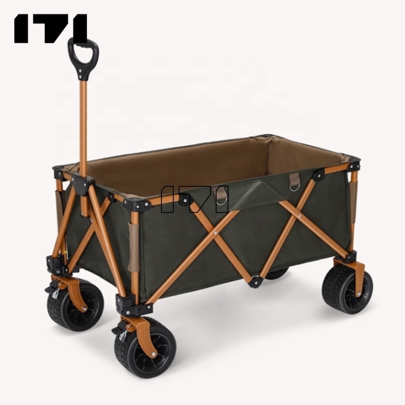 80kgs Rolling Folding & Rolling Collapsible Garden Cart, Outdoor Camping Wagon with 360 degree Swivel Wheels