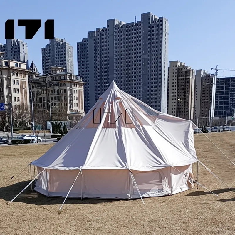 Glamping canvas tent yurt 8 meters diameter bell tent 6 wholesale bell tent 23ft