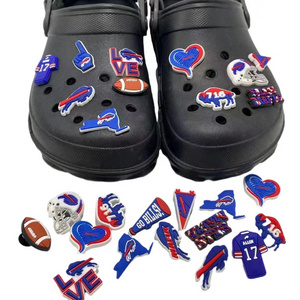 2024 hot selling American football accessories for Buffalo Football Team PVC shoe charms shoe decorations clog charms wholesale