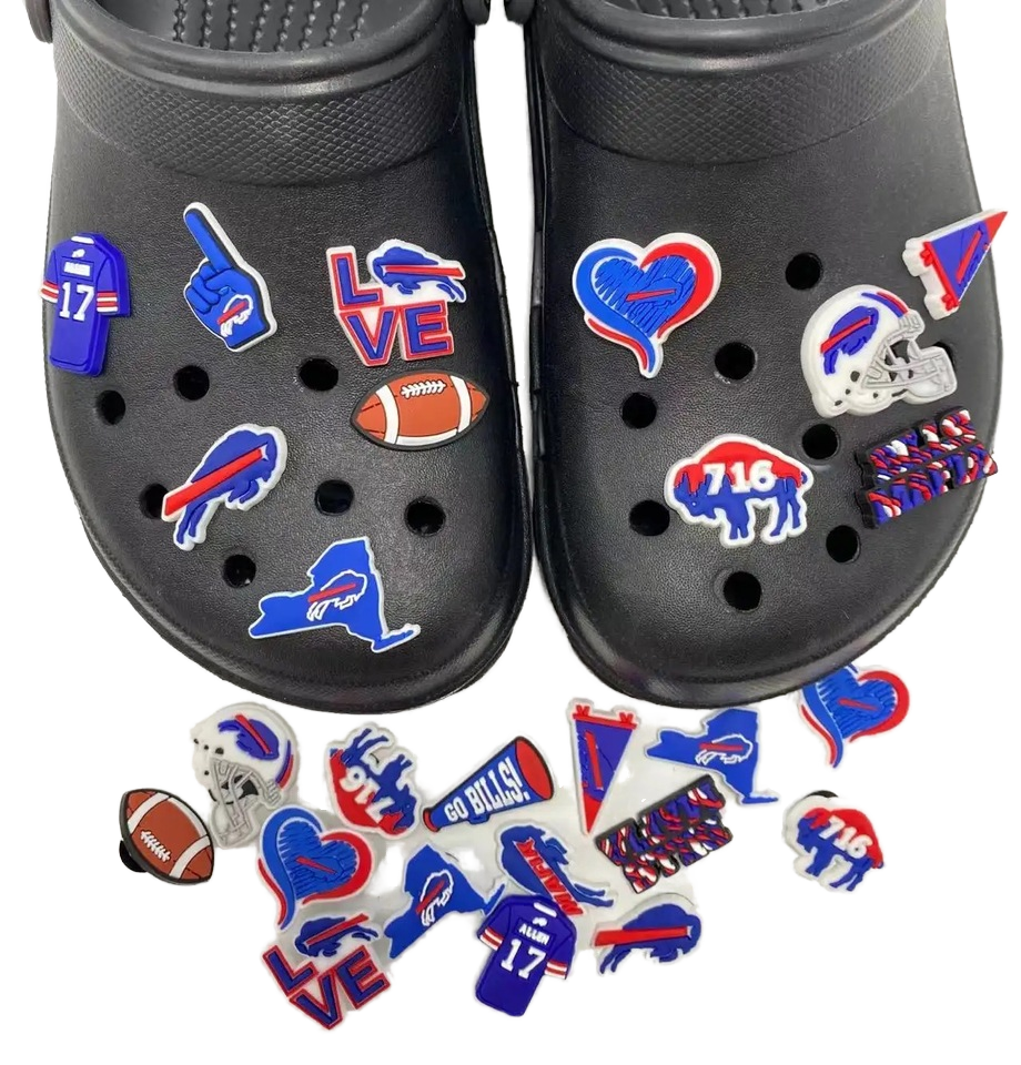 2024 hot selling American football accessories for Buffalo Football Team PVC shoe charms shoe decorations clog charms wholesale