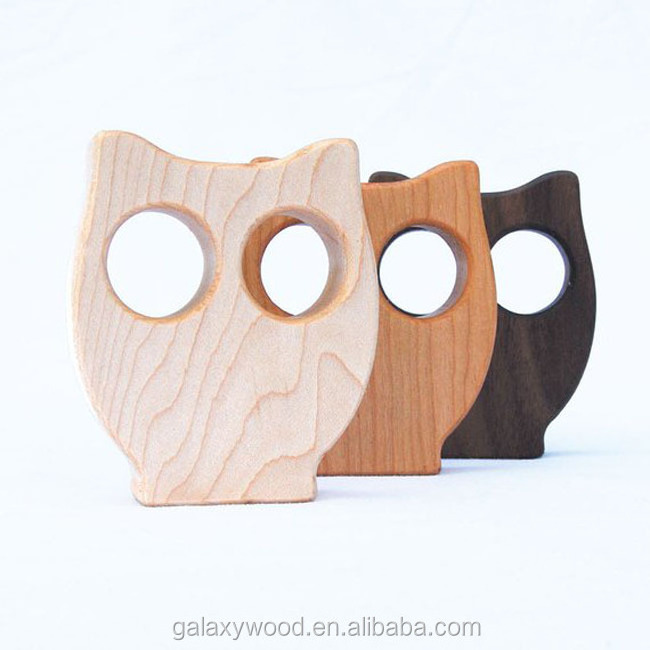 high quality owl animal shape custom unfinished wooden baby toy