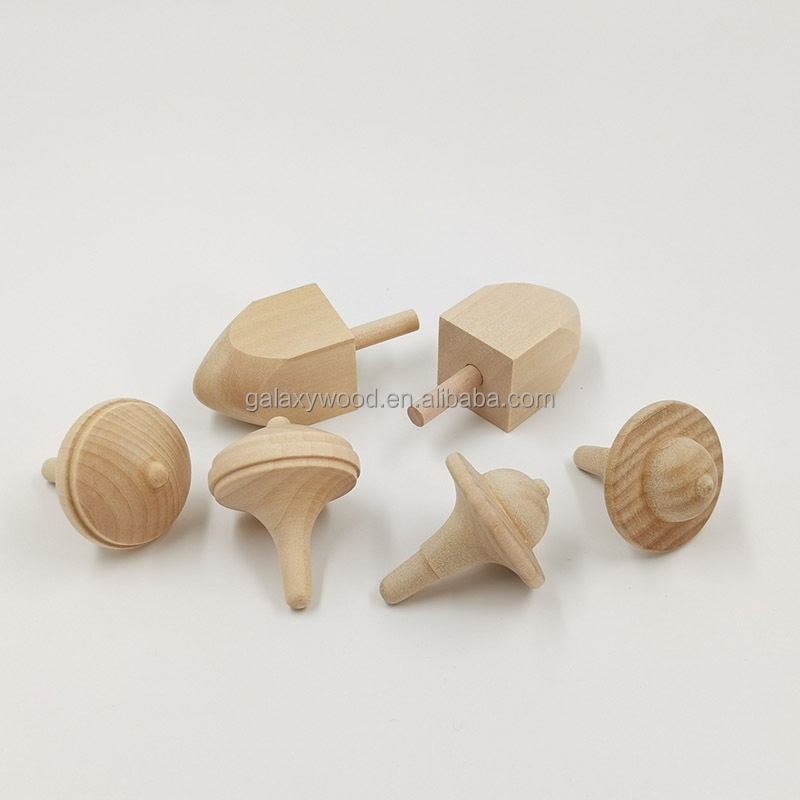 factory sale  Natural  Custom Wooden Kids Spinning Top Toys