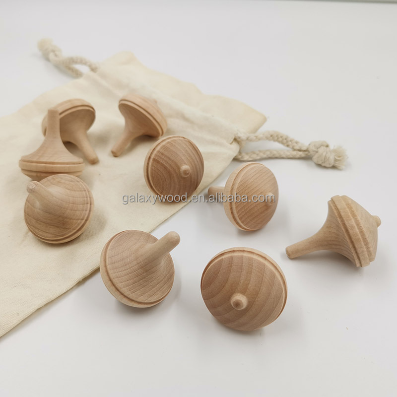 factory sale  Natural  Custom Wooden Kids Spinning Top Toys