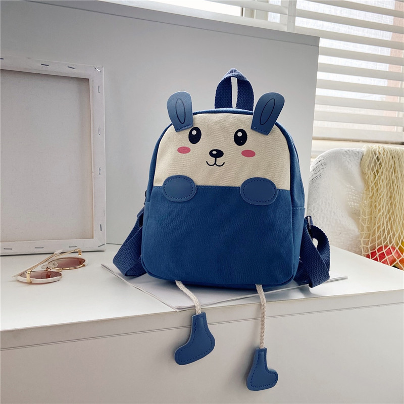 Cartoon style boy girls canvas mini preschool backpack for school