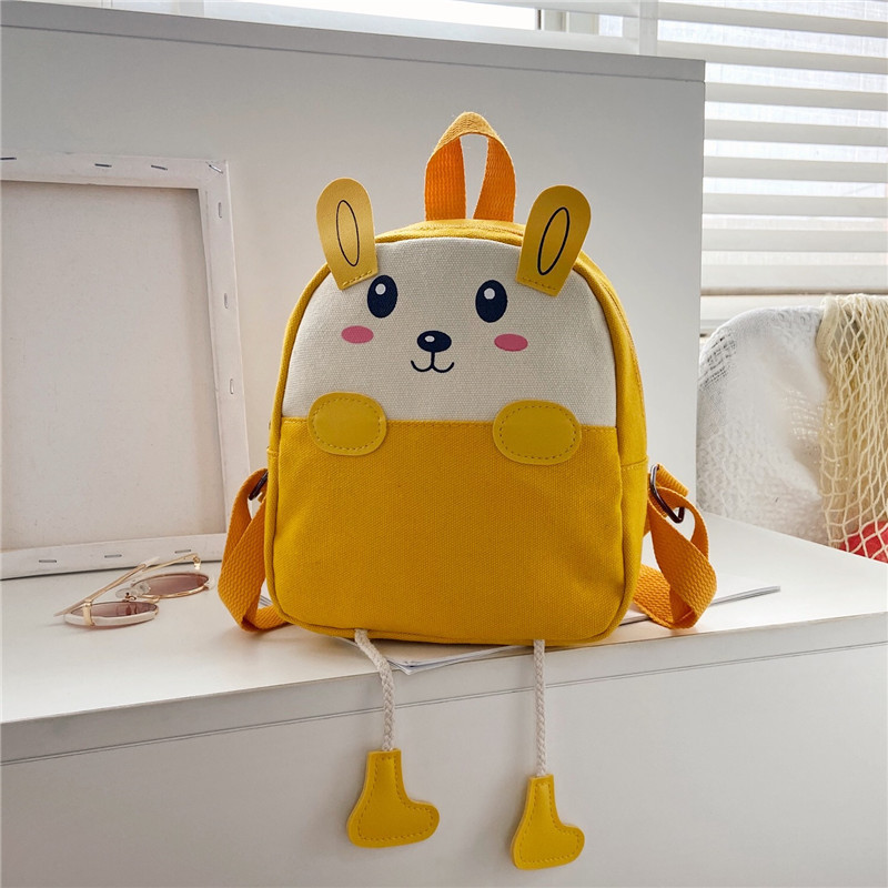 Cartoon style boy girls canvas mini preschool backpack for school