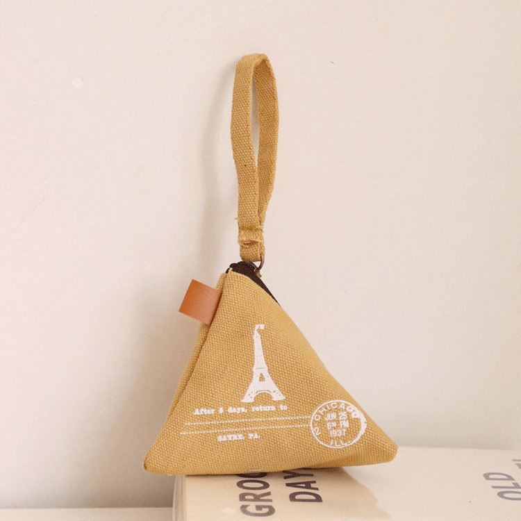 Promotional custom printed triangle canvas vintage keychain coin purse