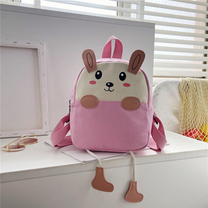 Cartoon style boy girls canvas mini preschool backpack for school