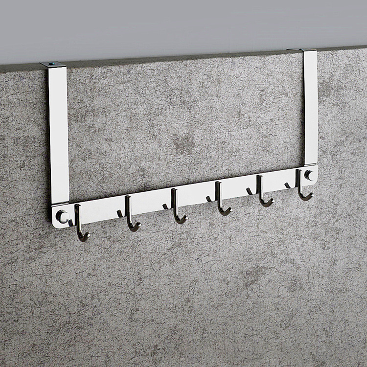 Removable Hole-free Stainless Steel Door Hooks Door Back Metal Coat Hooks Hanging Racks