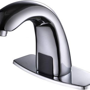 Automatic Sensor Touchless Bathroom Sink Faucet with Hole Cover Plate