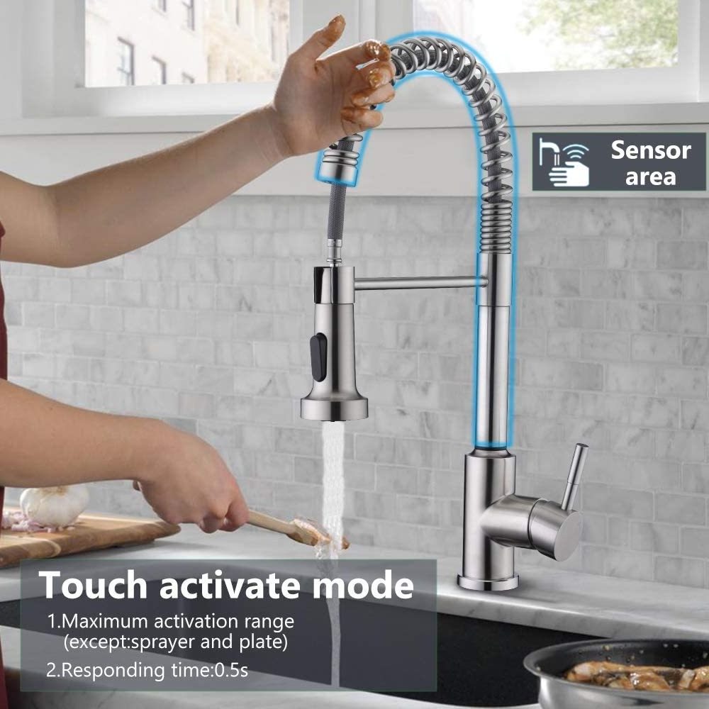 Touchless Kitchen Faucet with Pull Down Sprayer Touch on Activation Kitchen Sink Faucets with Pull Down Sprayer