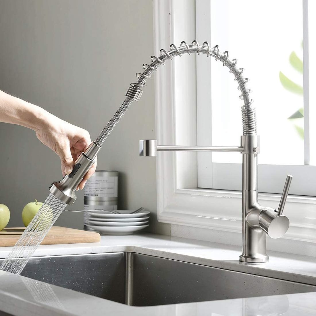 GALENPOO NSF Pull Down Long Neck Thermostatic Stainless steel  Kitchen Faucets