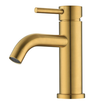 GALENPOO Bathroom Faucet Brushed Gold,Single Hole Bathroom Sink Faucet Brass,Modern Single Handle Vanity Faucet