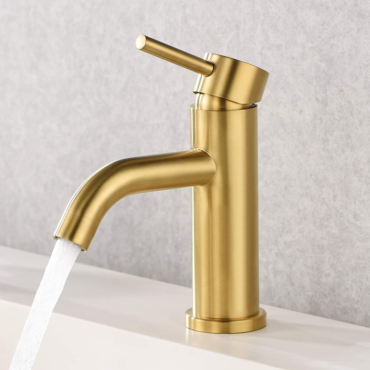 GALENPOO Bathroom Faucet Brushed Gold,Single Hole Bathroom Sink Faucet Brass,Modern Single Handle Vanity Faucet