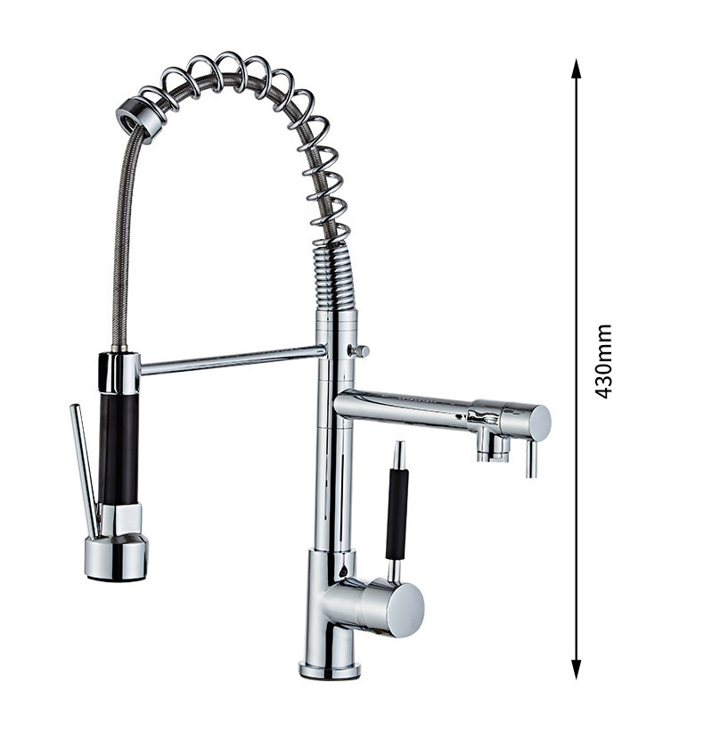 GALENPOO Contemporary Spring Kitchen Sink Faucet with Pull Down Sprayer, High Arch Commercial Brass Single Handle Spring