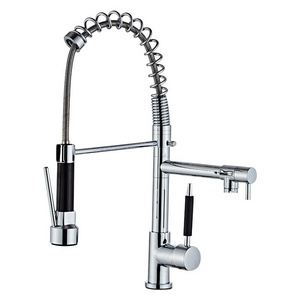 GALENPOO Contemporary Spring Kitchen Sink Faucet with Pull Down Sprayer, High Arch Commercial Brass Single Handle Spring