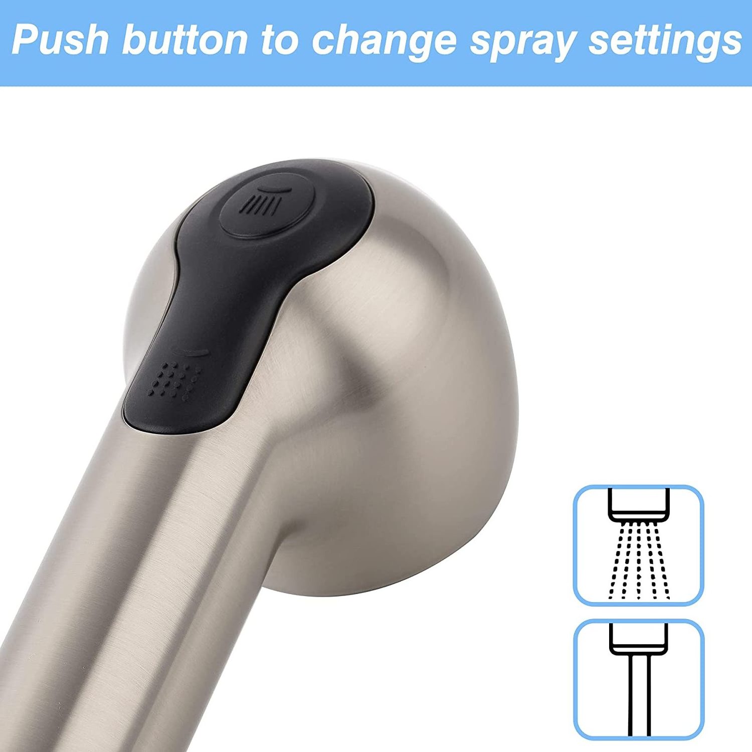 Replacement Sprayer Pull Out Spray Head for Kitchen Sink Pull-Down Faucet with 2-Function Stream Aerated Flow- Brushed Nickel