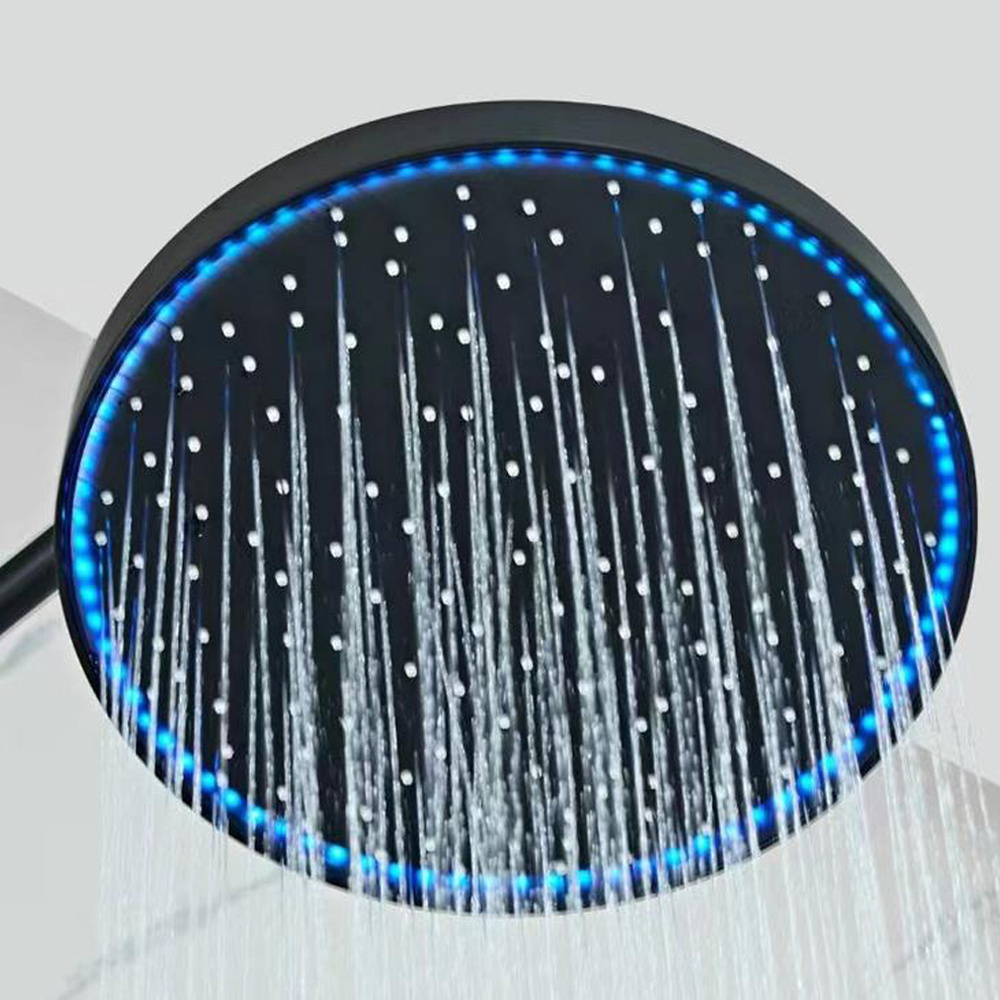 Galenpoo shower head led with hose, waterfall and rainfall shower head with led lights, led meteor shower rain lights