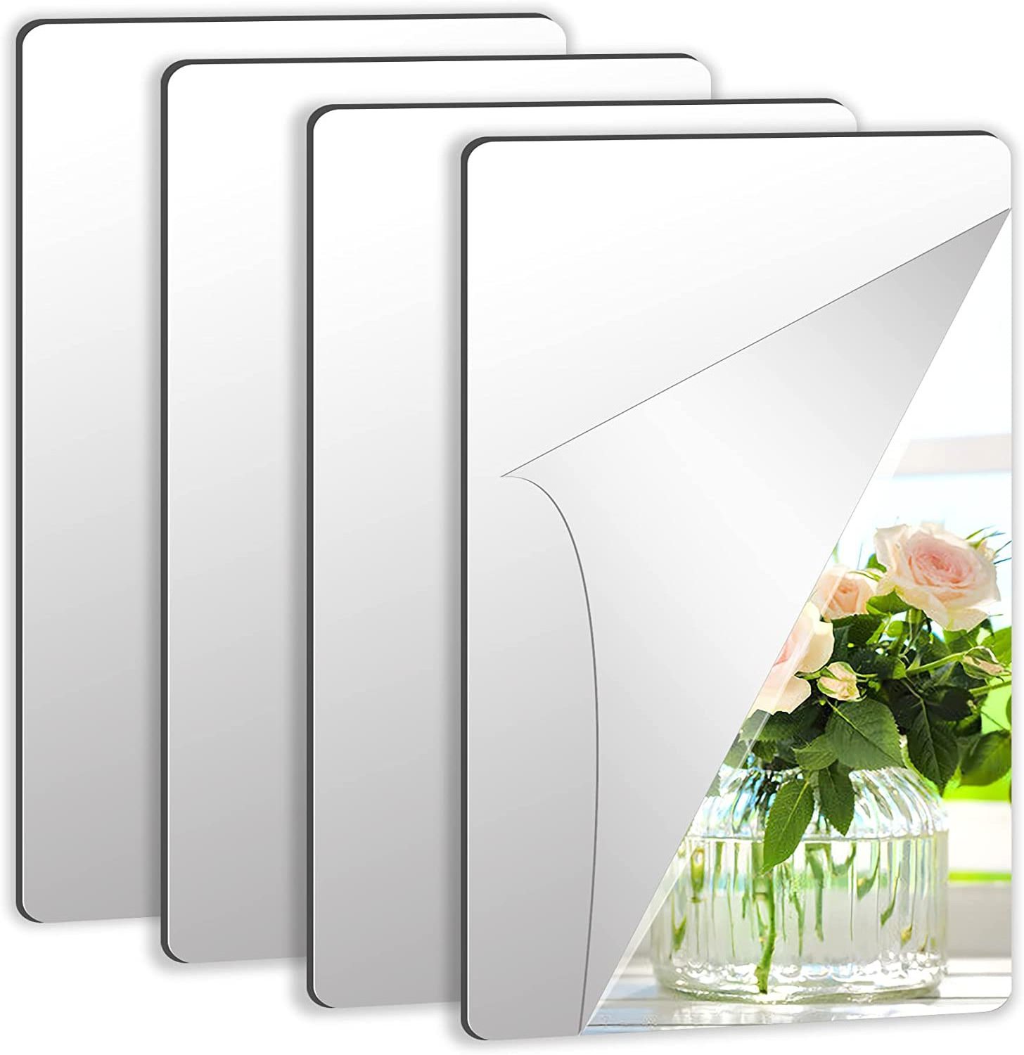 Self Adhesive Acrylic Mirror Mirror Tiles Flexible Plastic Sheets Wall Stickers  2MM Thick Frameless Small Mirror