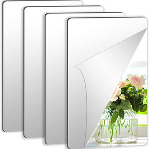 Self Adhesive Acrylic Mirror Mirror Tiles Flexible Plastic Sheets Wall Stickers  2MM Thick Frameless Small Mirror