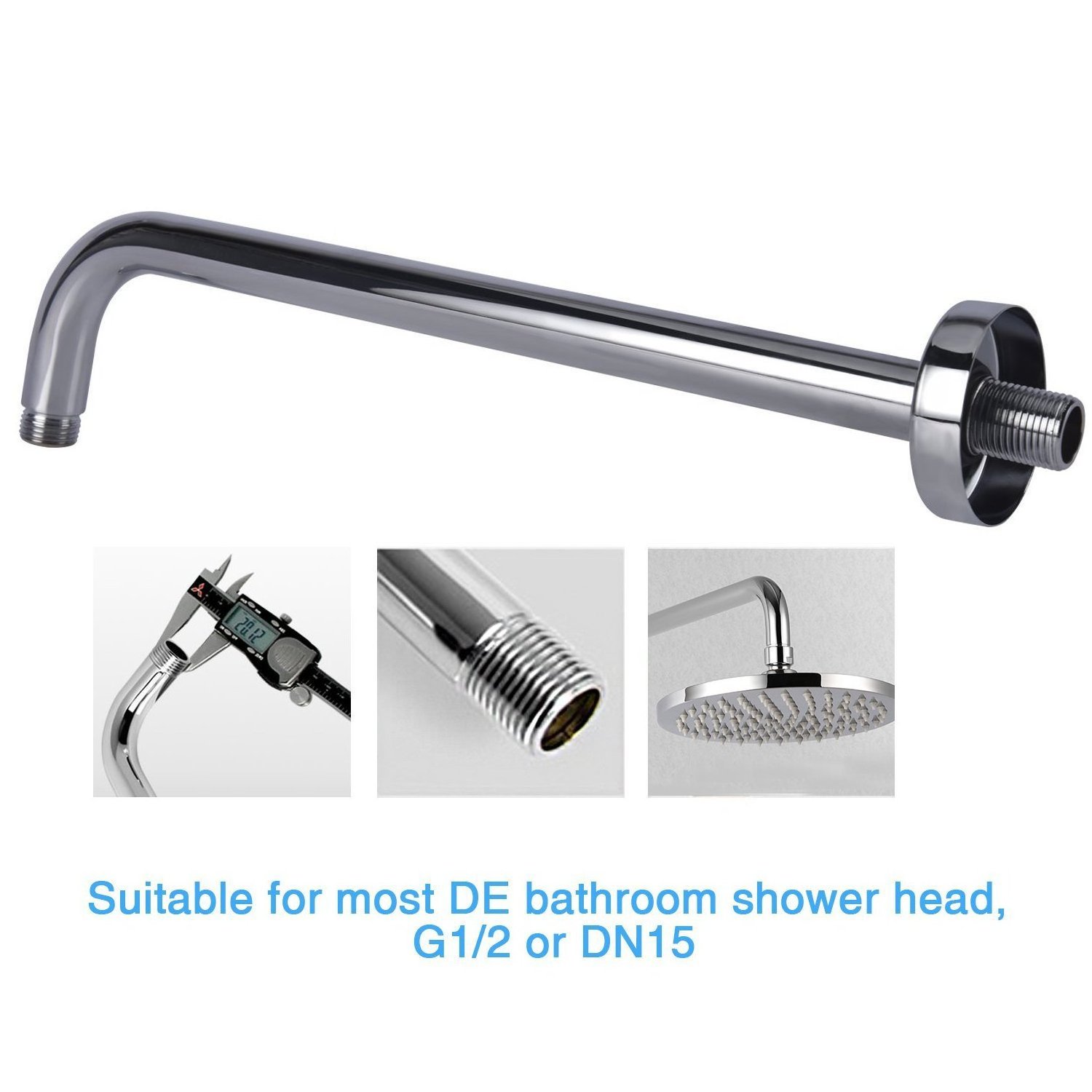 Stainless steel Shower arm 40cm 16inch Round Shower arm for Rainfall shower