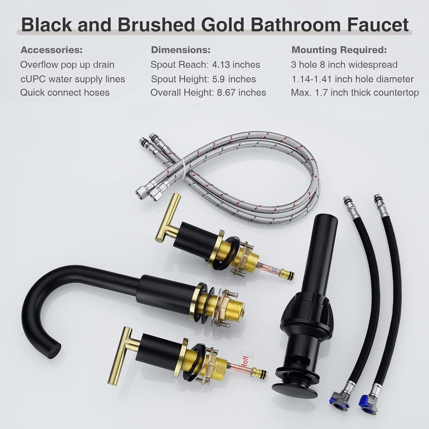 classic design Bath Widespread brass matte black mixer dual handle bathroom basin faucet