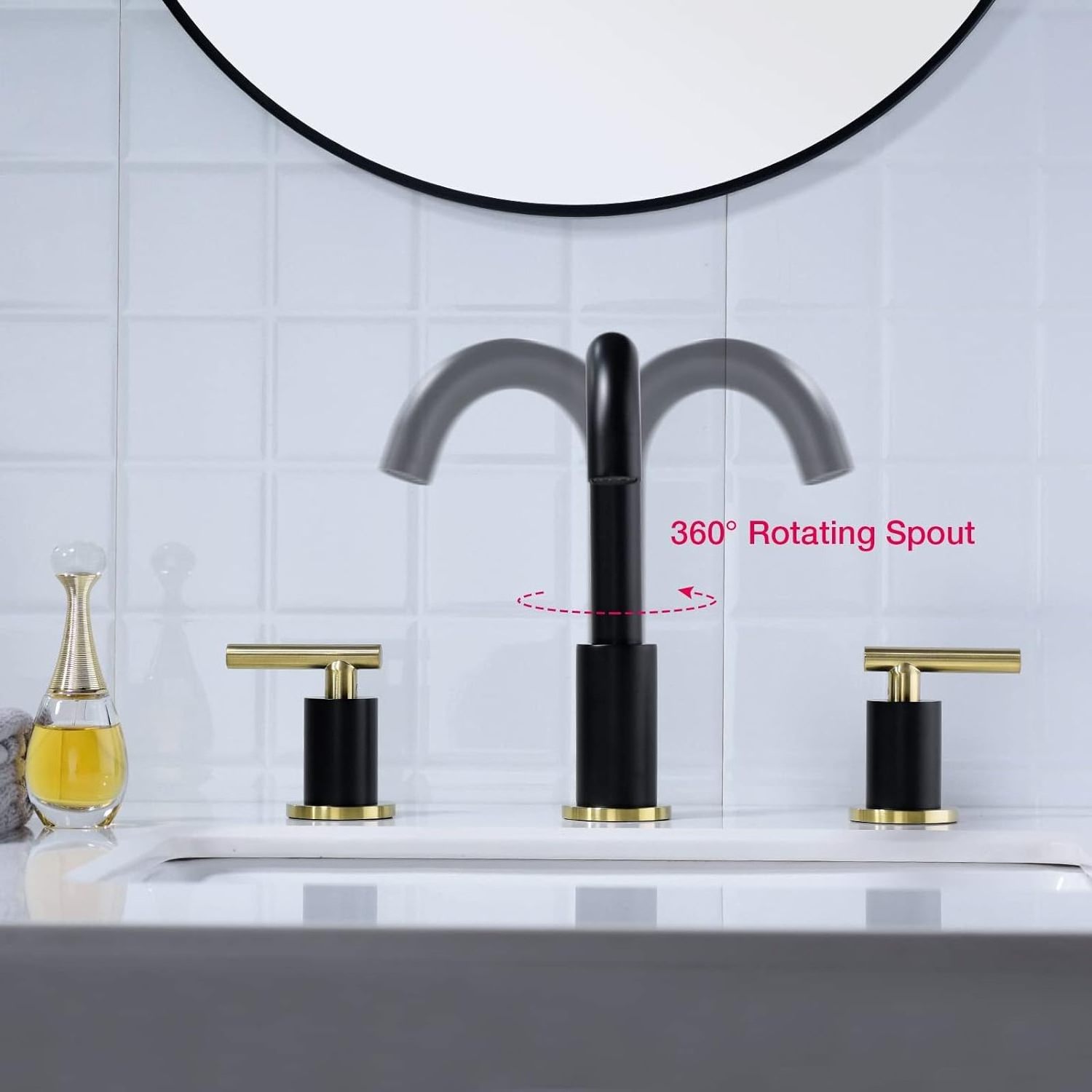 classic design Bath Widespread brass matte black mixer dual handle bathroom basin faucet