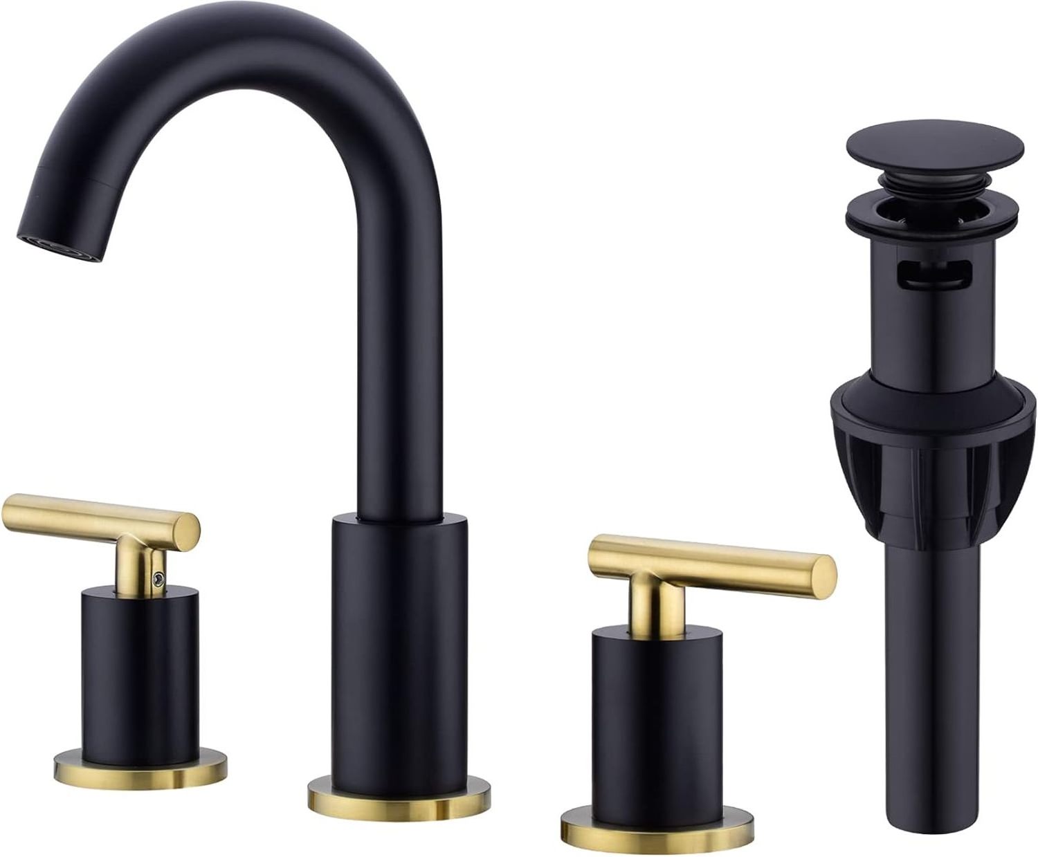 classic design Bath Widespread brass matte black mixer dual handle bathroom basin faucet