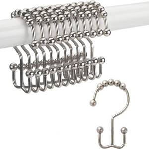 GALENPOO Shower Curtain Hooks Rings Rust-Resistant Metal Double Glide Shower Hooks for Bathroom Shower Rods Curtains Set of 12