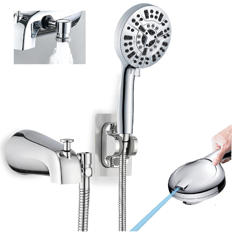 Bathroom Black Bathtub Faucet Set with 10 spray function Handheld Shower Head Shower Set