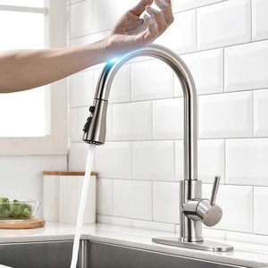 Touch Kitchen Faucets Pull Down Sprayer Latest Upgrade Smart Kitchen Sink Faucets with Deck Plate Stainless Steel Brushed Nickle