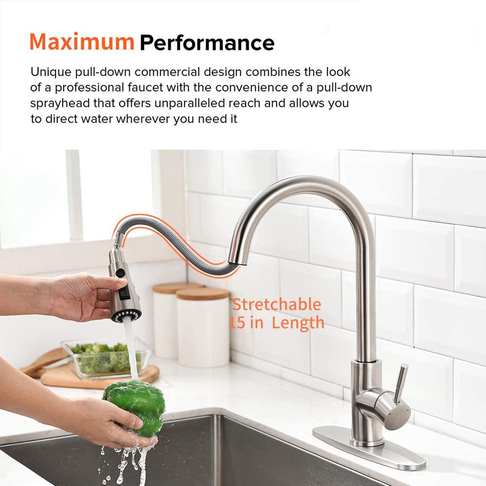 Touch Kitchen Faucets Pull Down Sprayer Latest Upgrade Smart Kitchen Sink Faucets with Deck Plate Stainless Steel Brushed Nickle