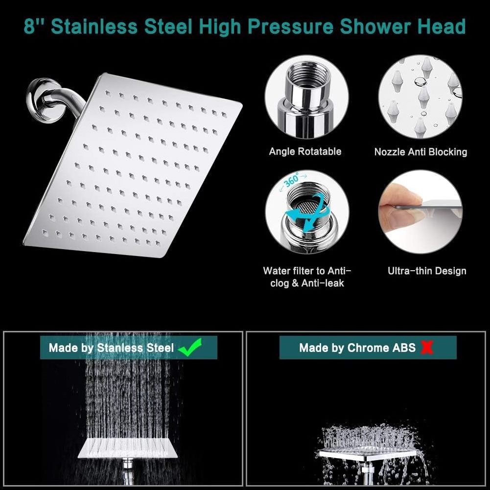 wall mounted rain concealed  toilet 3-way shower combo showerhead, rainfall shower head combo set with 11 inches extention  arm