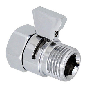 All Brass Shower Head Shut-Off Valve Brass with Brass Handle, Ceramic Valve,Polished Chrome Shower Flow Control Valves