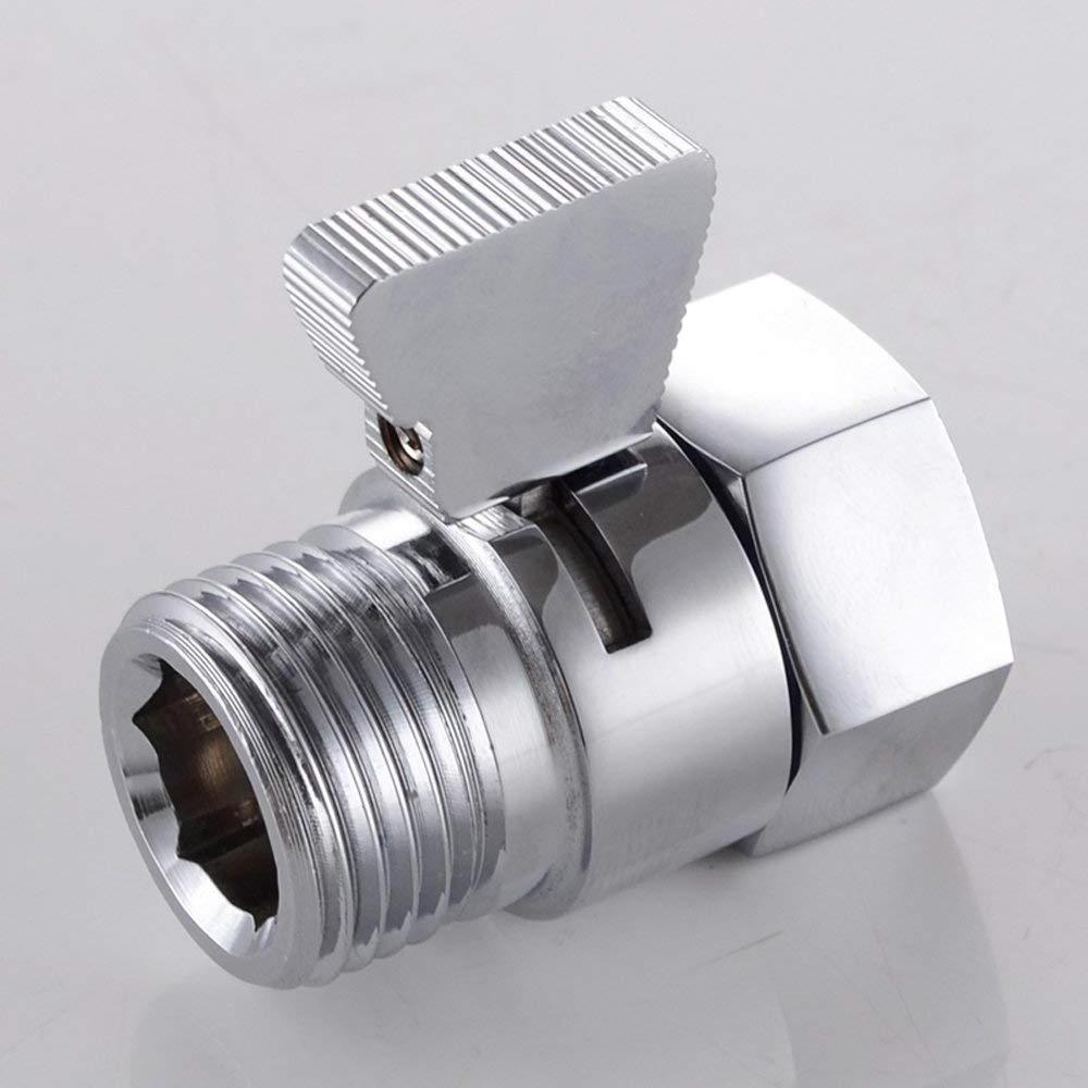 All Brass Shower Head Shut-Off Valve Brass with Brass Handle, Ceramic Valve,Polished Chrome Shower Flow Control Valves