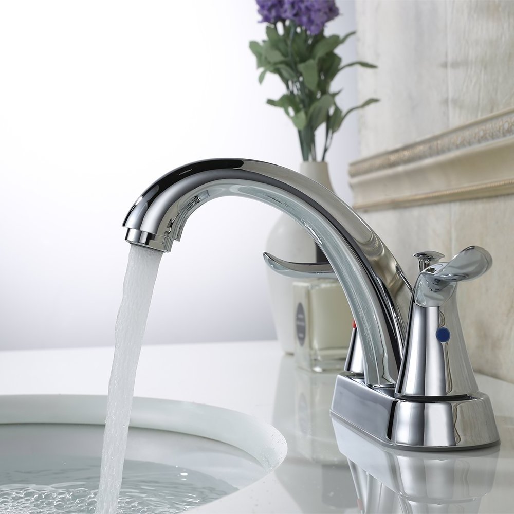 2 Handle 4 Inch Centerset Bathroom basin Faucet Lead-free With Pop-up Drain Stopper